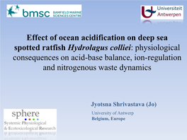 Effect of Ocean Acidification on Deep Sea Spotted Ratfish Hydrolagus Colliei