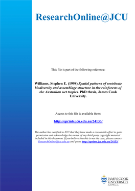 (1998) Spatial Patterns of Vertebrate Biodiversity and Assemblage Structure in the Rainforests of the Australian Wet Tropics