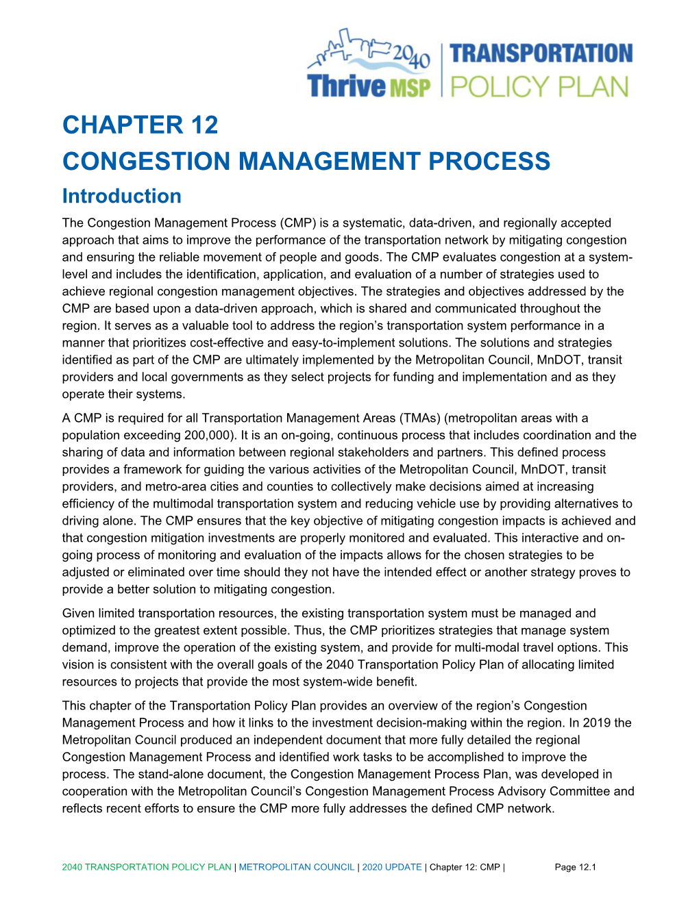 Chapter 12 Congestion Management Process