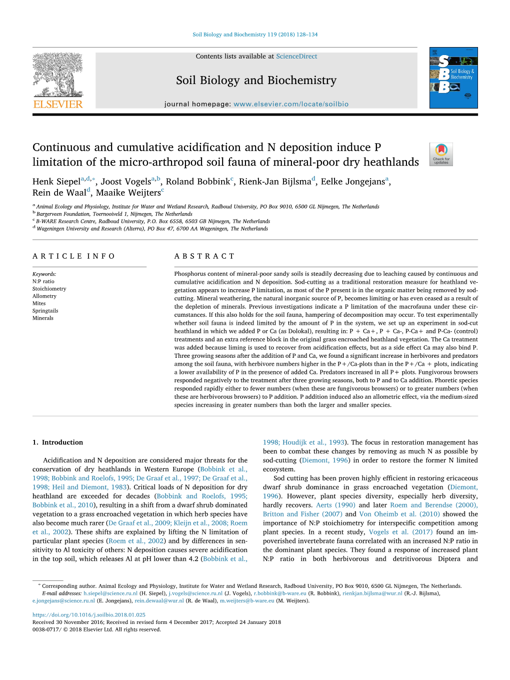 Continuous and Cumulative Acidification and N Deposition