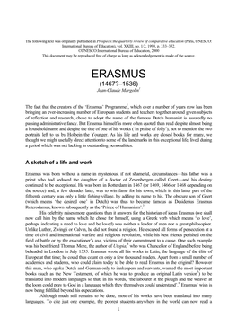ERASMUS (1467?–1536) Jean-Claude Margolin1