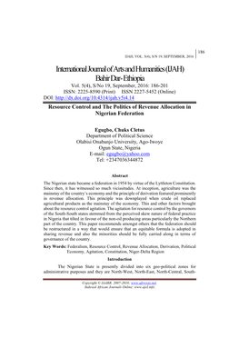 International Journal of Arts and Humanities (IJAH) Bahir Dar- Ethiopia Vol