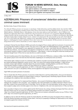 Prisoners of Consciences' Detention Extended, Criminal Cases Imminent