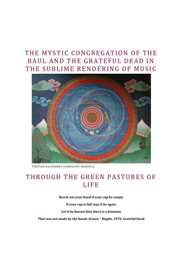 The Mystic Congregation of the Baul and the Grateful Dead in the Sublime Rendering of Music Through the Green Pastures of Life