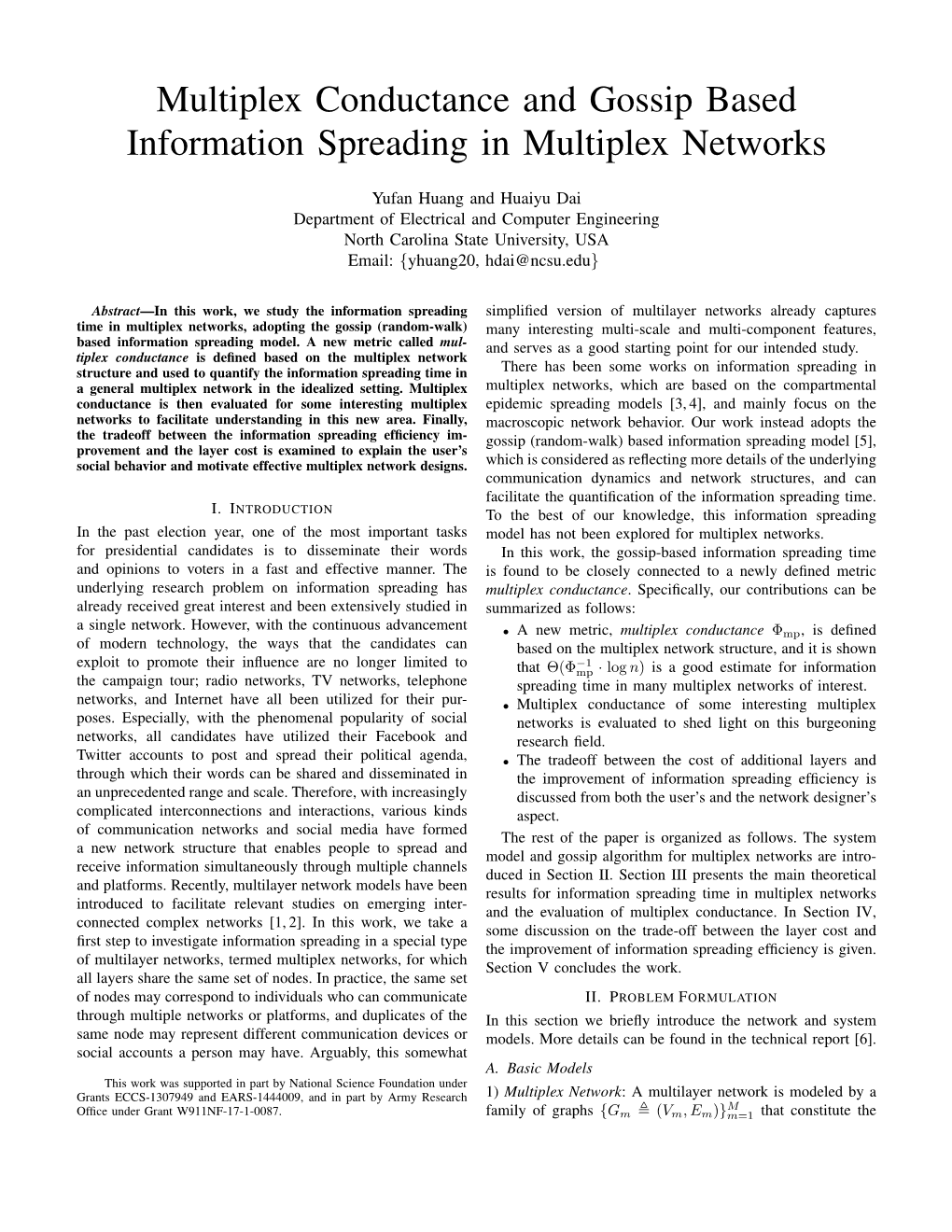 Multiplex Conductance and Gossip Based Information Spreading in Multiplex Networks