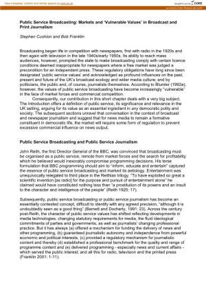 UK Public Service Broadcasting News Journalism in Print and Broadcast
