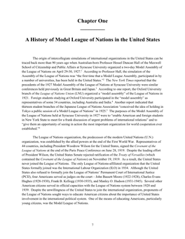 A History of Model League of Nations in the United States