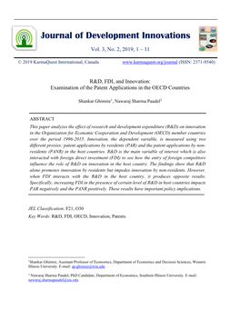 Journal of Development Innovations Vol. 3, No. 2, 2019