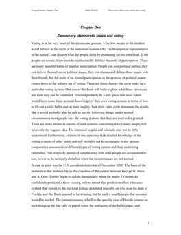 1 Chapter One Democracy, Democratic Ideals and Voting Voting