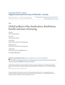 Global Synthesis of the Classifications, Distributions, Benefits and Issues of Terracing Wei Wei Chinese Academy of Sciences