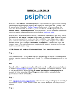 Psiphon User Guide