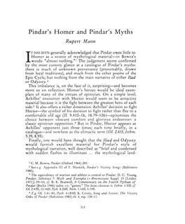 Pindar's Homer and Pindar's Myths , Greek, Roman and Byzantine Studies, 35:4 (1994:Winter) P.313