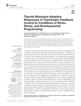 Thyroid Allostasis–Adaptive Responses of Thyrotropic Feedback Control to Conditions of Strain, Stress, and Developmental Programming