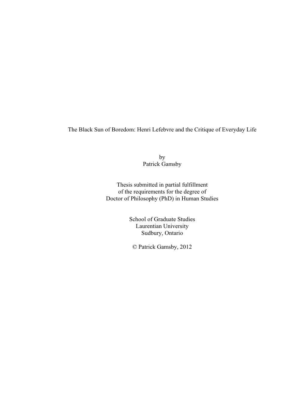 Henri Lefebvre and the Critique of Everyday Life