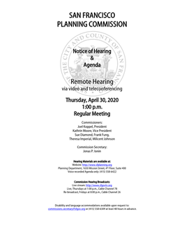 Notice of Hearing & Agenda