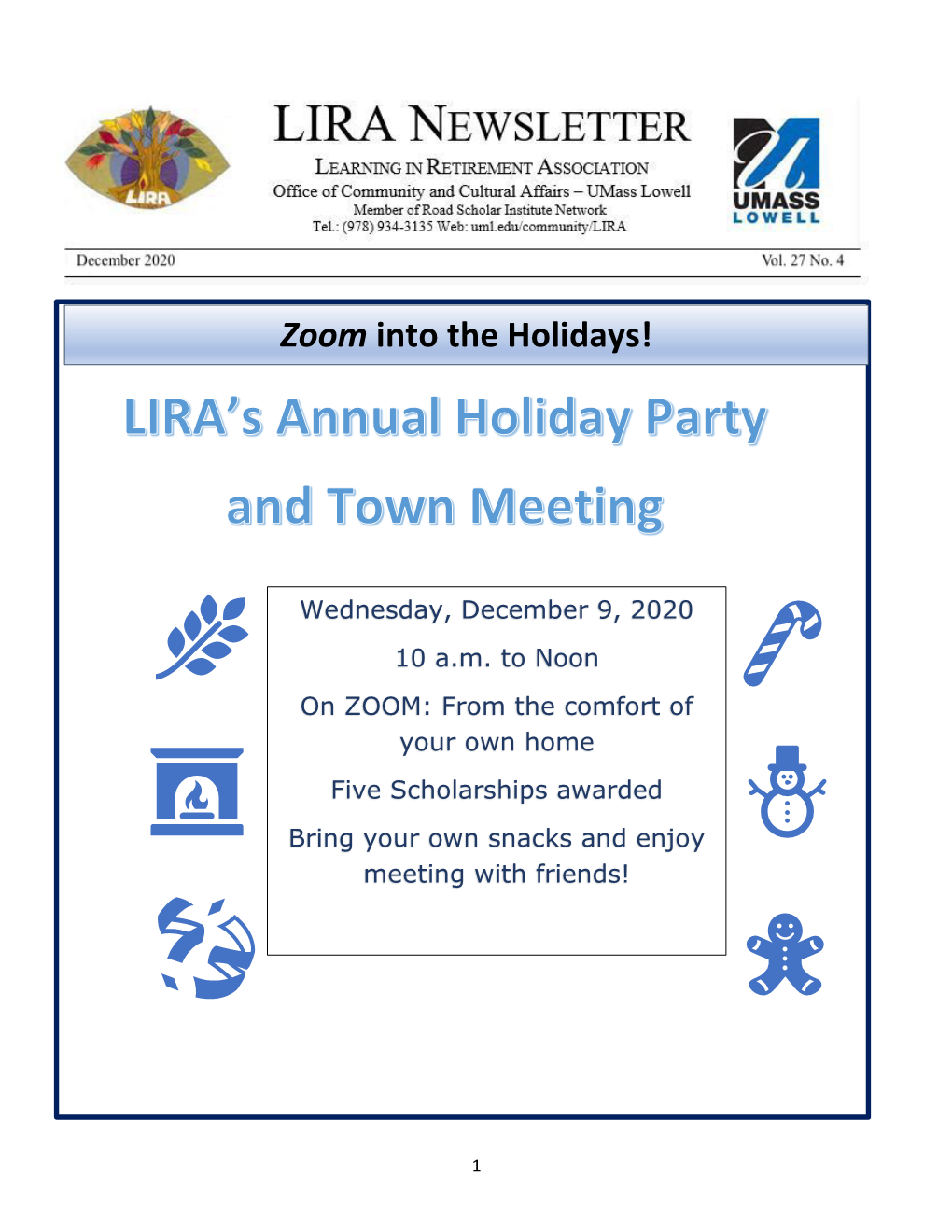LIRA's Annual Holiday Party and Town Meeting