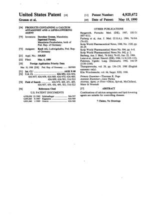 United States Patent (19) 11 Patent Number: 4,925,672 Gremm Et Al