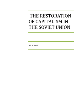 The Restoration of Capitalism in the Soviet Union