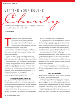 Vetting Your Equine Charity