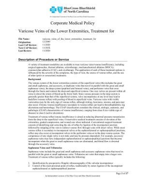 Varicose Veins of the Lower Extremities, Treatment For