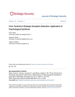 From Tactical to Strategic Deception Detection: Application of Psychological Synthesis