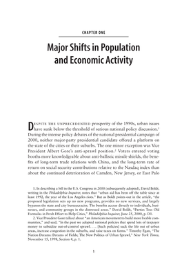 Major Shifts in Population and Economic Activity