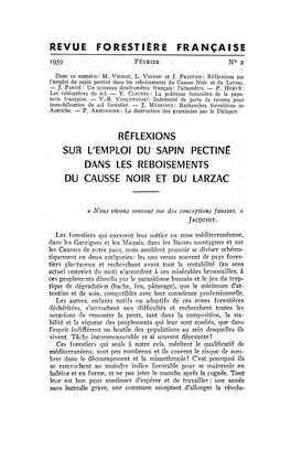 Revue Forestière Française Réflexions Sur L'emploi Du