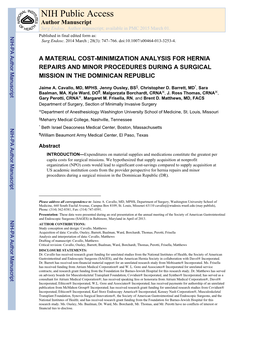 A Material Cost-Minimization Analysis for Hernia Repairs and Minor Procedures During a Surgical Mission in the Dominican Republic