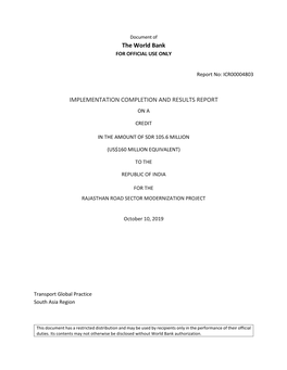 Implementation Completion and Results Report (ICR)