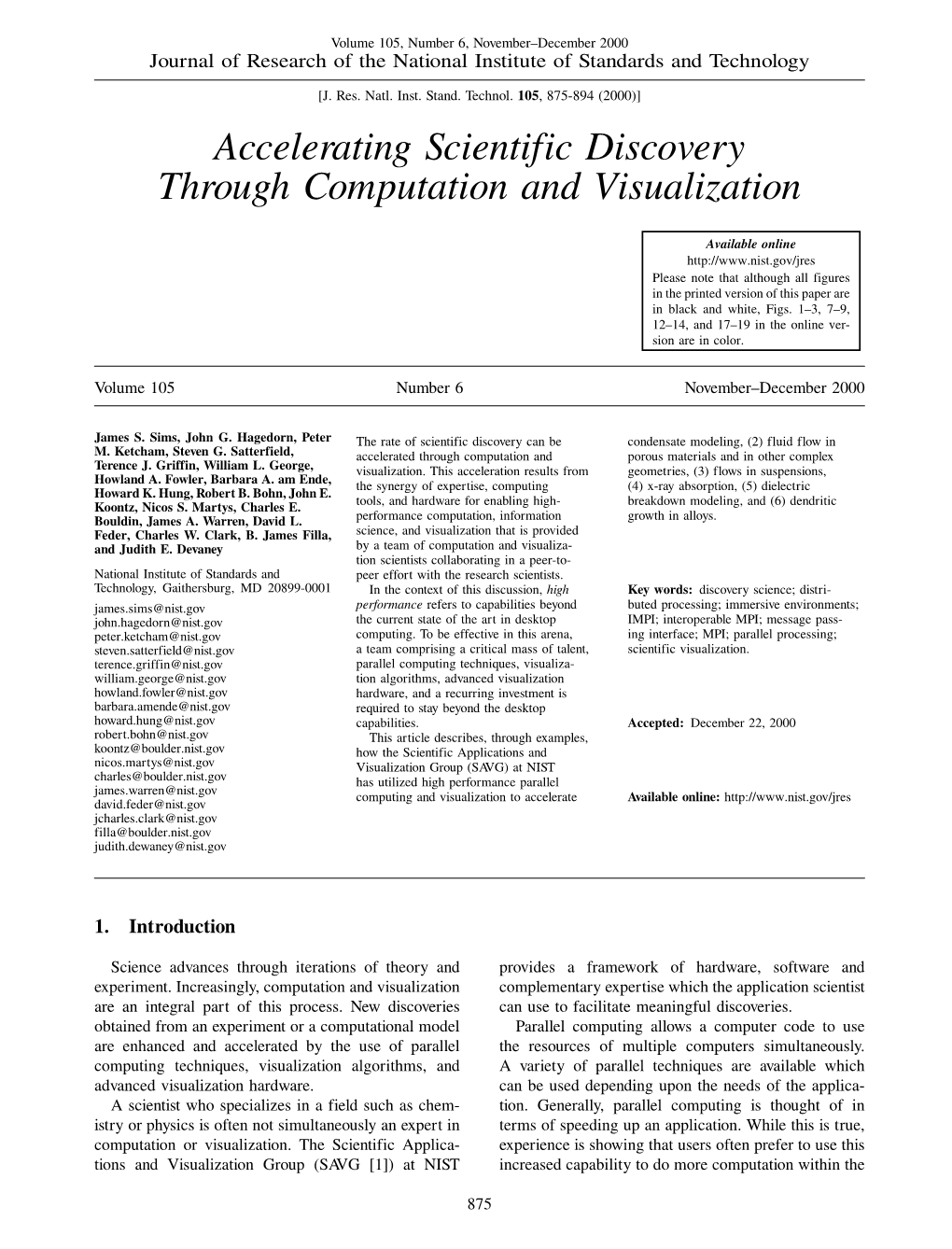 Accelerating Scientific Discovery Through Computation and Visualization