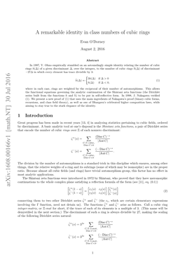 A Remarkable Identity in Class Numbers of Cubic Rings