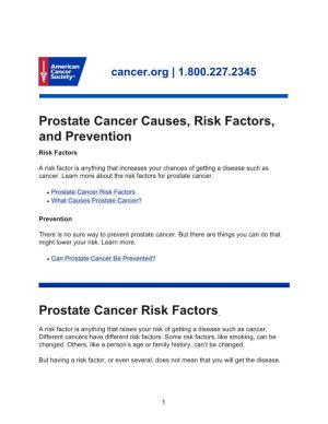 Prostate Cancer Causes, Risk Factors, and Prevention Risk Factors