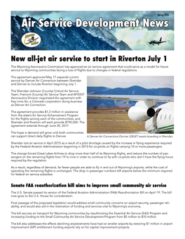 New All-Jet Air Service to Start in Riverton July 1
