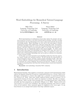 Word Embeddings for Biomedical Natural Language Processing: a Survey
