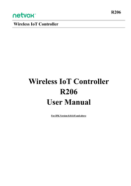 Wireless Iot Controller R206 User Manual