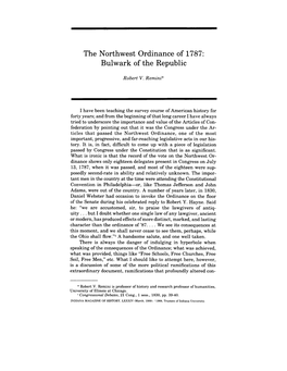 The Northwest Ordinance of 1787: Bulwark of the Republic