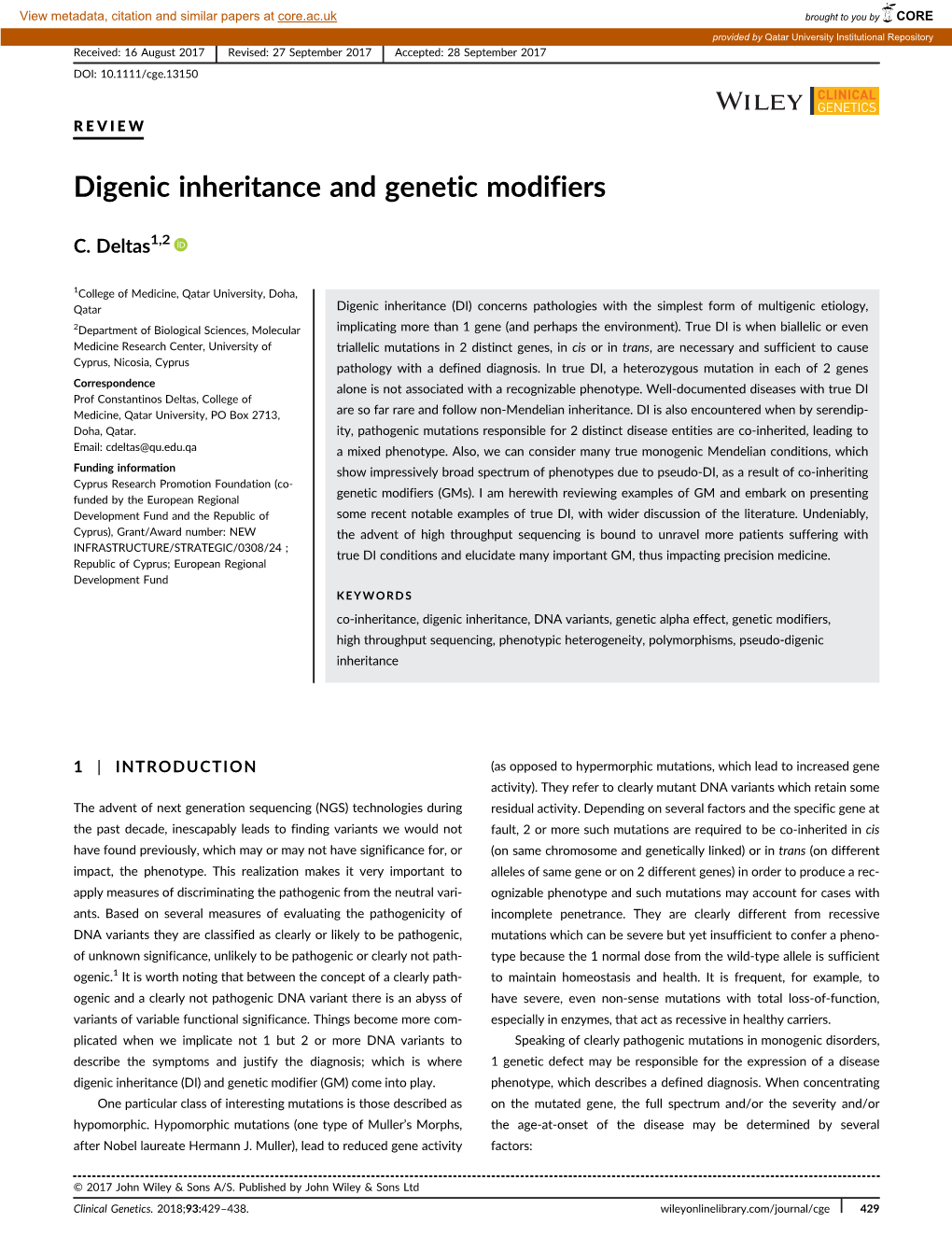 Digenic Inheritance and Genetic Modifiers