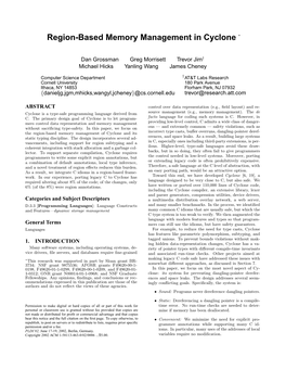 Region-Based Memory Management in Cyclone ∗