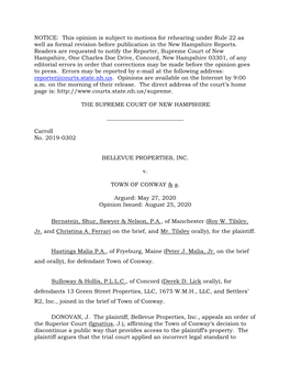 2019-0302, Bellevue Properties, Inc. V. Town of Conway & A