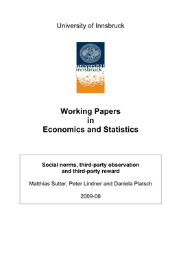 Working Papers in Economics and Statistics