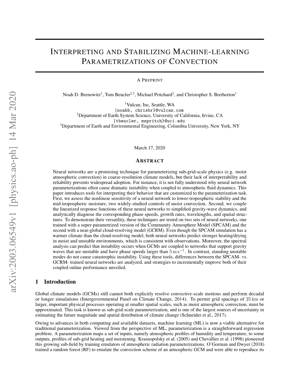 Interpreting and Stabilizing Machine-Learning Parametrizations of Convection APREPRINT