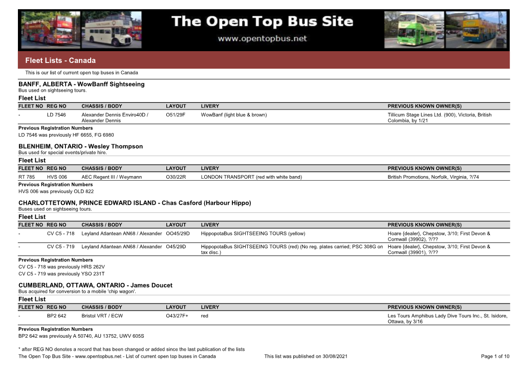 Fleet Lists - Canada