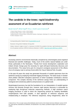 Rapid Biodiversity Assessment of an Ecuadorian Rainforest