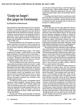 'Unity in Hope': the Pope in Germany