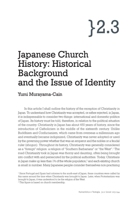 Japanese Church History: Historical Background and the Issue of Identity