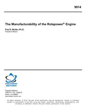 9914 the Manufacturability of the Rotapower® Engine