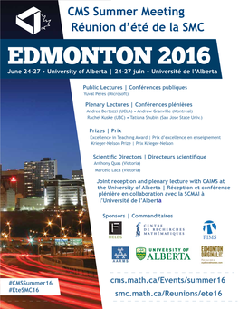 EDMONTON 2016 June 24-27 • University of Alberta | 24-27 Juin • Université De L’Alberta