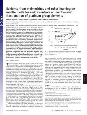 Evidence from Meimechites and Other Low-Degree Mantle Melts for Redox Controls on Mantle-Crust Fractionation of Platinum-Group Elements