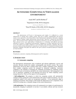 Autonomic Computing in Virtualized Environment