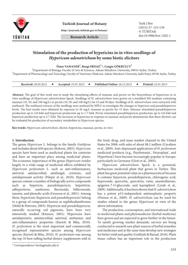 Stimulation of the Production of Hypericins in in Vitro Seedlings of Hypericum Adenotrichum by Some Biotic Elicitors